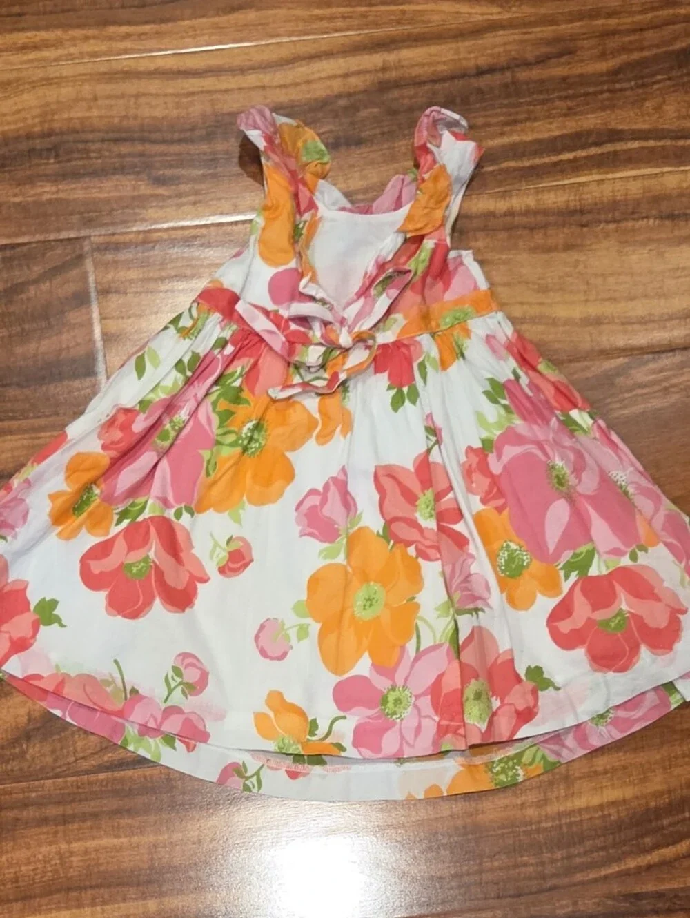 Janie and Jack EUC 12-18 months orange/pink/ivory floral dress and crop sweater